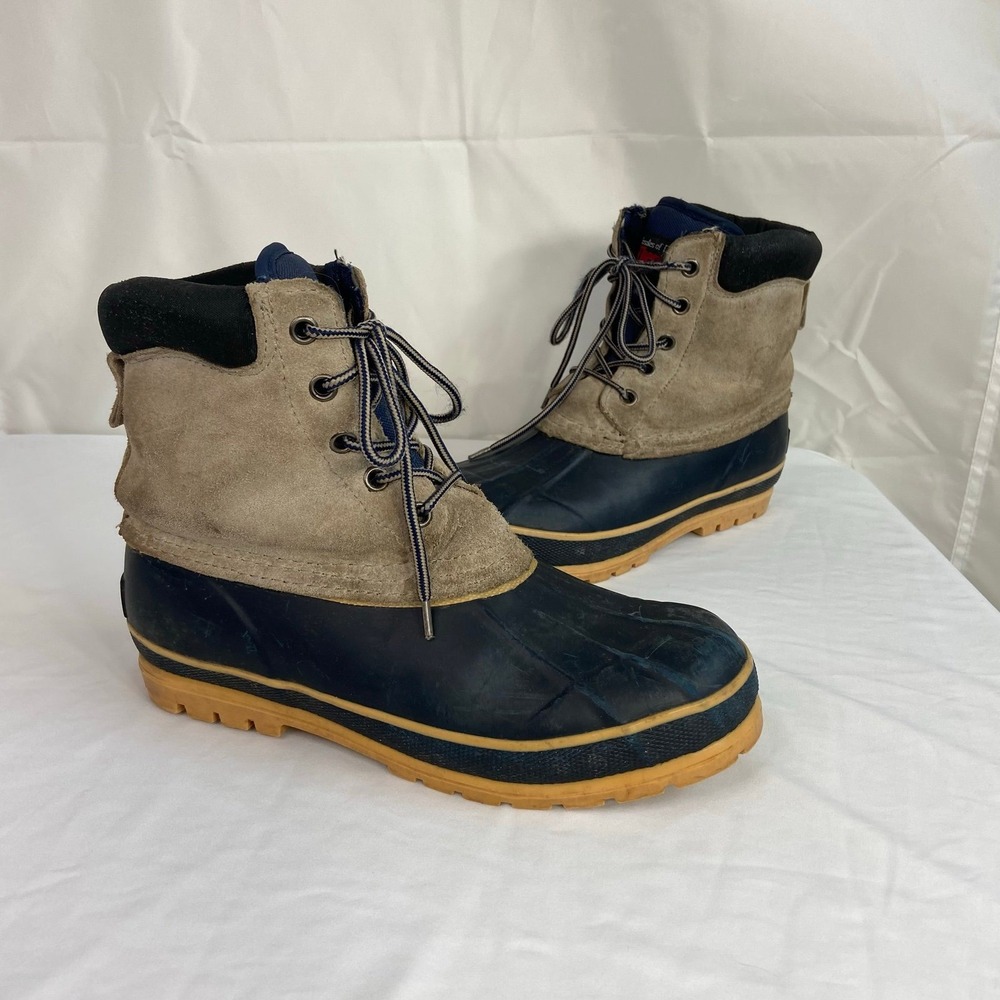 Lake & Trail men's navy tan lace up leather duck boots insoles of DuPont shoes 7
